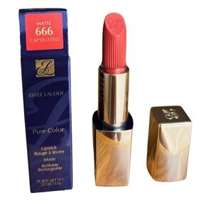 Estee Lauder Pure Color MATTE Lipstick 666 CAPTIVATED Refillable Red